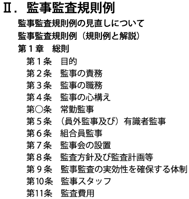 【II．監事監査規則例　第１章】