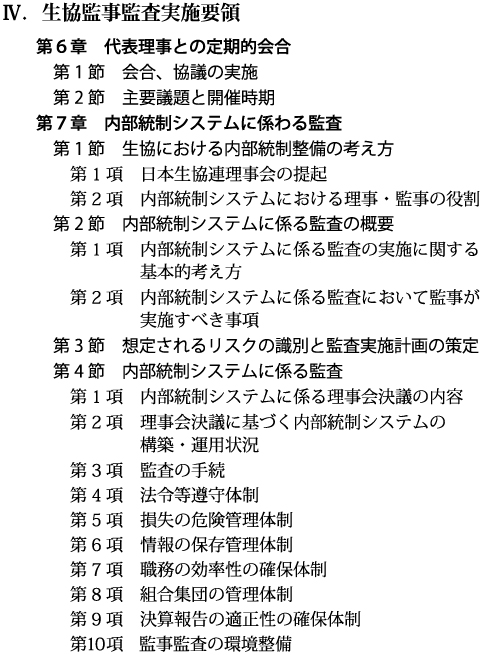 【Ⅳ．生協監事監査実施要領　第６章 ～ 第７章】